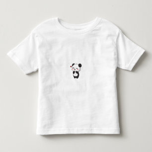 Camiseta Infantil Arte de Urso Panda Kawaii Feliz e Fofo com Coração