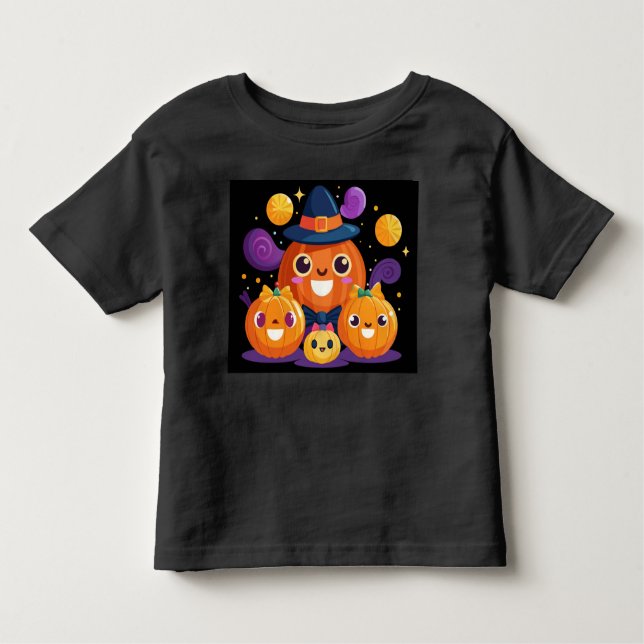 Camiseta Infantil Arte do vetor da família da abóbora (Frente)