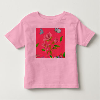 Camiseta Infantil Arte Floral e de Borboleta para Menina