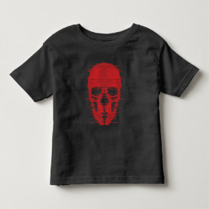 Camiseta Infantil Arte Glitch da Caveira Vermelha