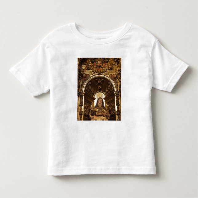 Camiseta Infantil Arte religiosa representando Papais noeis Teresa (Frente)