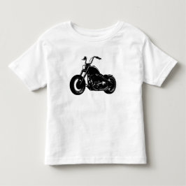 Camiseta Infantil Arte Vetorial de Moto Clássica Cruiser Preto e Bra