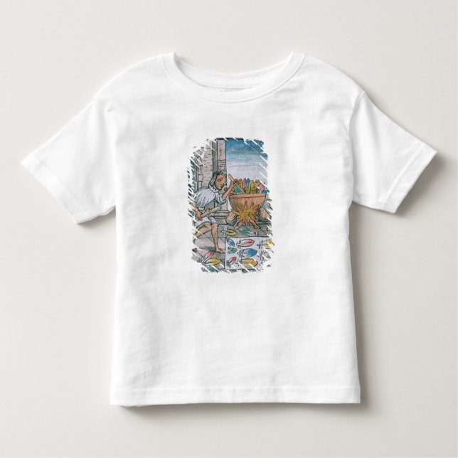 Camiseta Infantil Artesões astecas que tingem penas (Frente)
