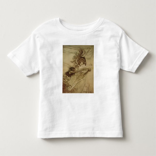 Camiseta Infantil Arthur Rackham | Rinoemaidens provocando o Alberic (Frente)