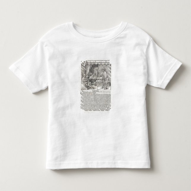 Camiseta Infantil Artista que usa a máquina de desenho de Durer para (Frente)
