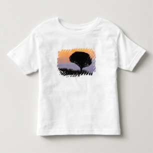 Camiseta Infantil Árvore Candelabro silhuetada ao nascer do sol,