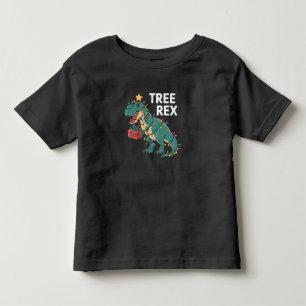 Camiseta Infantil Árvore de Natal Dinossauro Rex Pajamas Luzes de Na