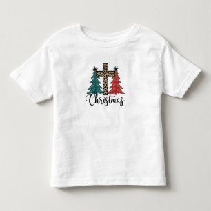 Camiseta Infantil Árvores de Natal Cruz Leopard Cristão