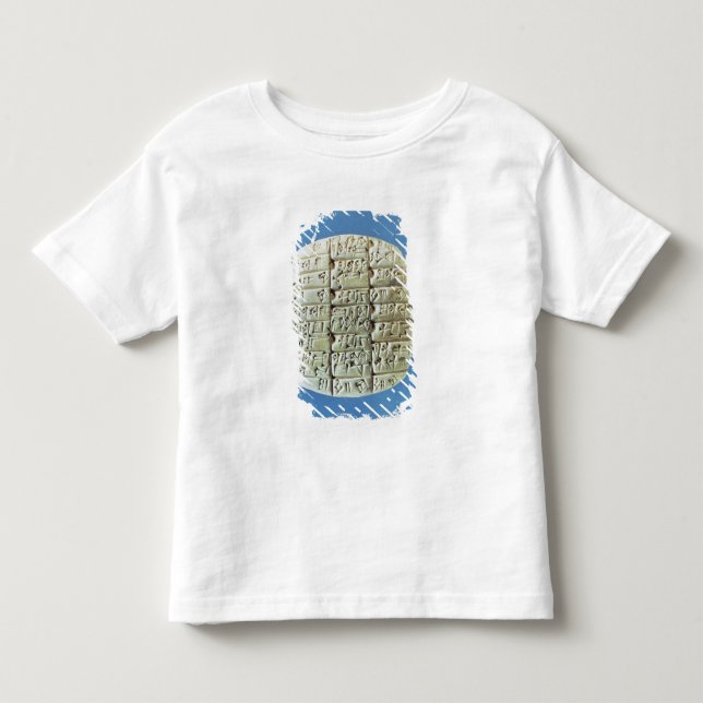 Camiseta Infantil As contas apresentam com roteiro cuneiform, c.2400 (Frente)
