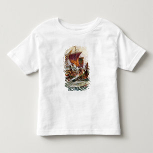 Camiseta Infantil As galeras de Alfred que atacam o dragão de Vikin