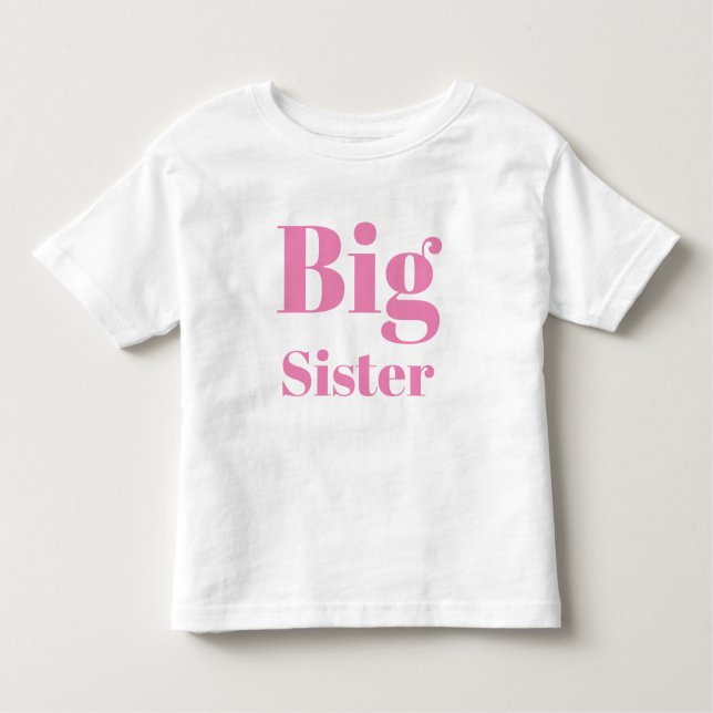 Camiseta Infantil As T-Shirts das raparigas da Big Sister Pink (Frente)