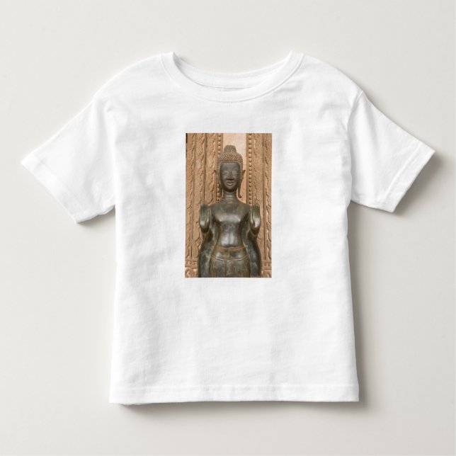 Camiseta Infantil Ásia, Laos, Vientiane, Buda de Bronze em Hawn (Frente)