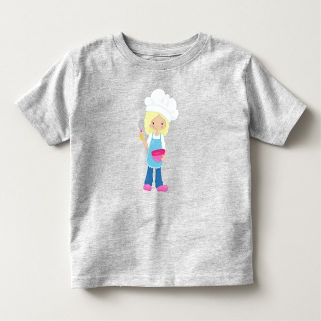Camiseta Infantil Assar, Padeiro, Confeiteiro, Garota Bonita, Cabelo (Frente)