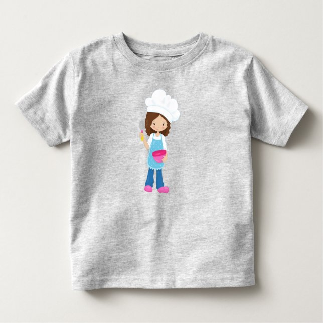 Camiseta Infantil Assar, Padeiro, Confeiteiro, Garota Bonita, Cabelo (Frente)