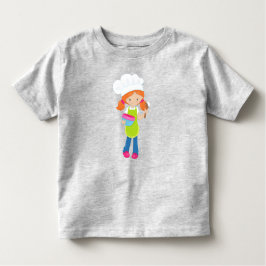 Camiseta Infantil Assar, Padeiro, Padaria, Garota Fofa, Cabelo Laran