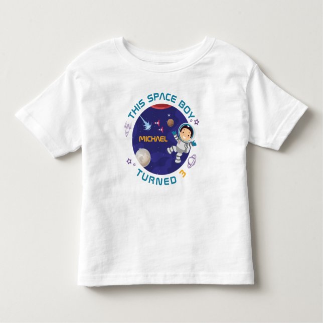 Camiseta Infantil Astronauta das Estrelas da Lua Personalizadas do E (Frente)