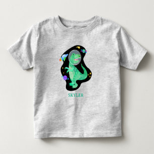Camiseta Infantil Astronauta Dinossauro Espaço Exterior