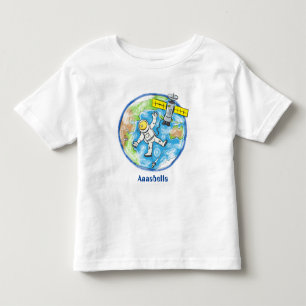 Camiseta Infantil Astronauta engraçado no espaço e na banda desenhad