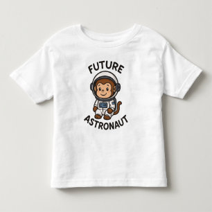 Camiseta Infantil Astronauta Futuro - Macaco Espacial Bonito