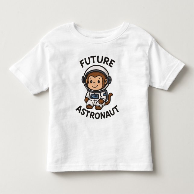 Camiseta Infantil Astronauta Futuro - Macaco Espacial Bonito (Frente)
