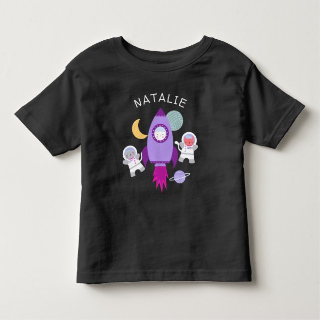 Camiseta Infantil Astronautas para gatos espaciais personalizados -  (Frente)