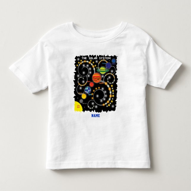 Camiseta Infantil Astronomia de espaço dos planetas do sistema solar (Frente)