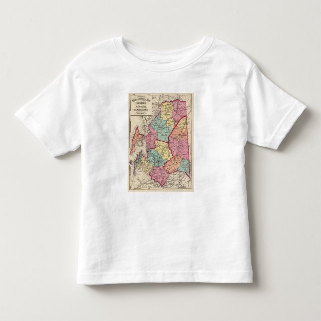 Camiseta Infantil Atlas topográfico de condados de Maryland (Frente)