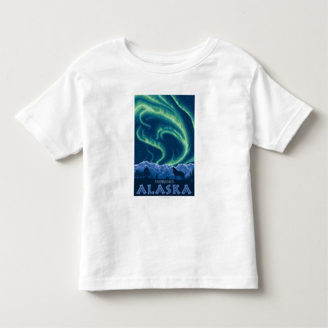 Camiseta Infantil Aurora boreal - Fairbanks, Alaska (Frente)