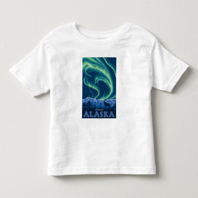 Camiseta Infantil Aurora boreal - Seward, Alaska (Frente)