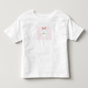 Camiseta Infantil Aurora Laço Rosa Personalizado & Estampa Xadrez