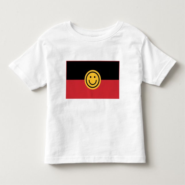 Camiseta Infantil Australian Aboriginal flag with Smile face (Frente)