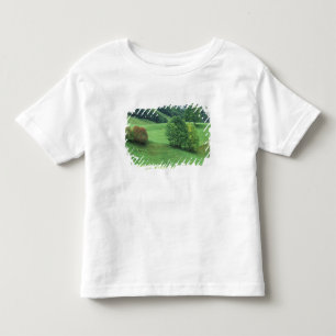 Camiseta Infantil Áustria. Colina verde ondulante e árvores