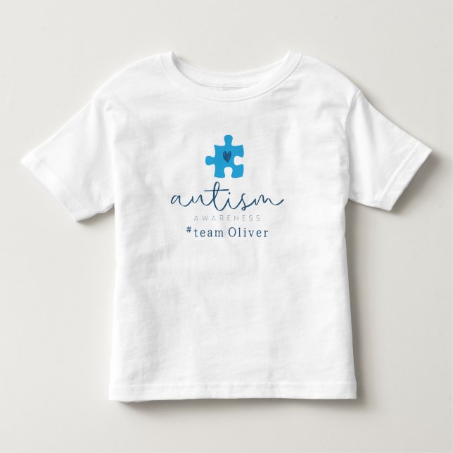 Camiseta Infantil autism awareness blue puzzle piece #team name  (Frente)