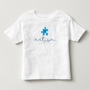 Camiseta Infantil autismo conscientização azul peça de quebra-cabeça