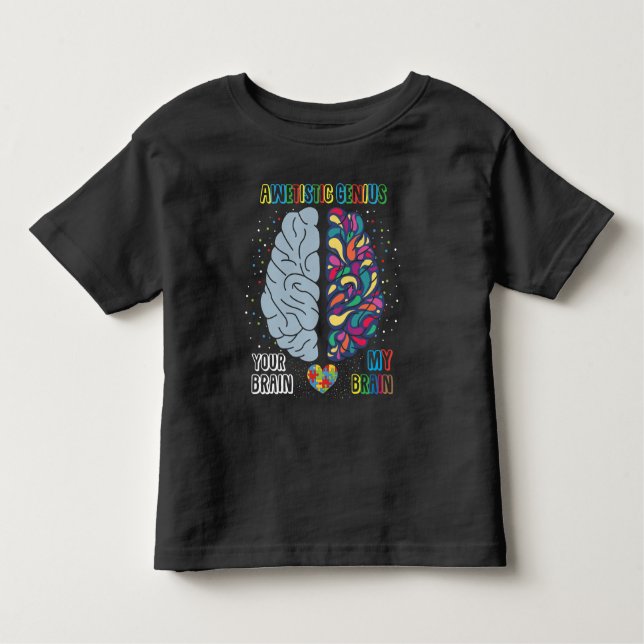 Camiseta Infantil Autismo Genius Heart Autista Colorir Cérebro (Frente)