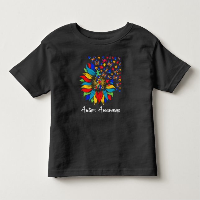 Camiseta Infantil Autismo Girassol Dia da Consciência do Amor Faixa  (Frente)