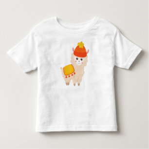 Camiseta Infantil Autumn Llama, Cute Llama, Alpaca, Llama Com Chapéu