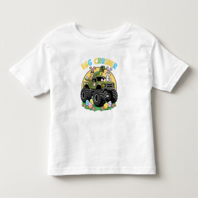 Camiseta Infantil Aventura de Páscoa do Monster Dino (Frente)