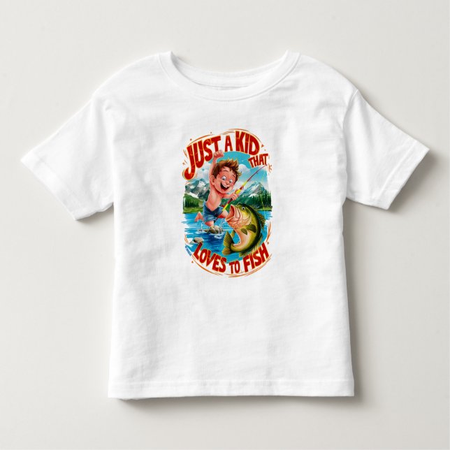 Camiseta Infantil Aventura Fishy: Apenas Uma Criança Que Adora Pesca (Frente)