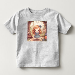 Camiseta Infantil Aventuras da Alice Fofa Arte Florestal do País das
