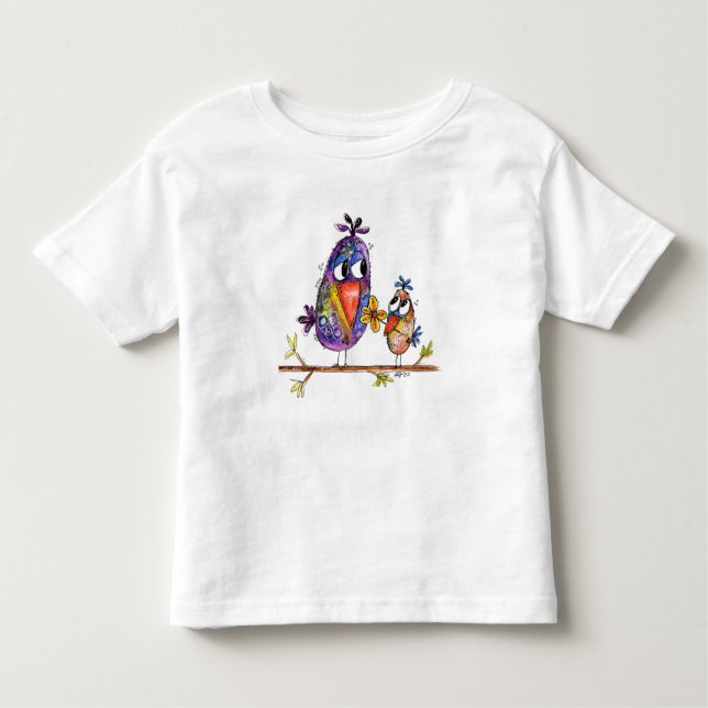 Camiseta Infantil Aves de raça branca e cerâmica (Frente)