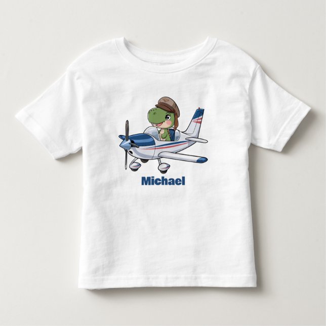 Camiseta Infantil Avião de Cessna Voador De Dinossauro Cute, Persona (Frente)
