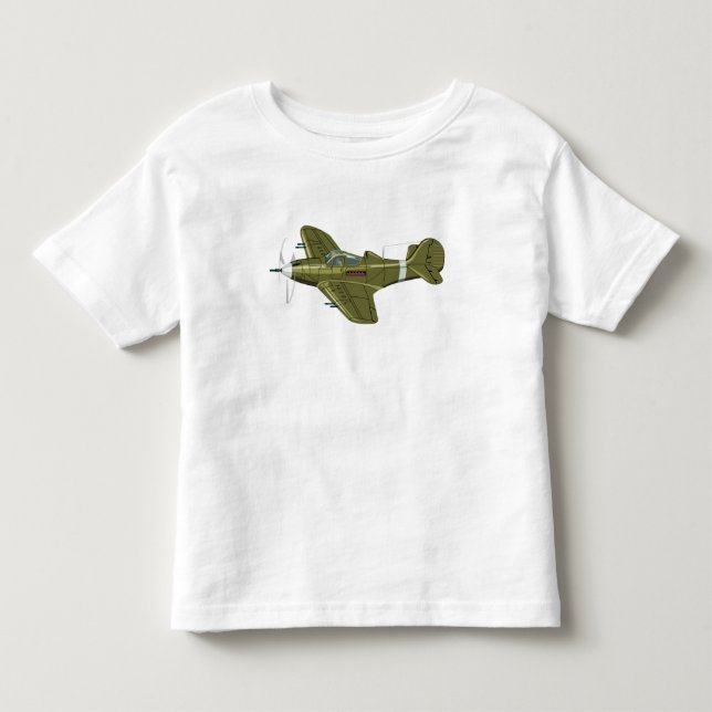 Camiseta Infantil Avião de combate retrô de desenho animado (Frente)