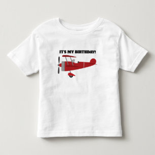 Camiseta Infantil Avião Vermelho... é meu aniversário personaliza