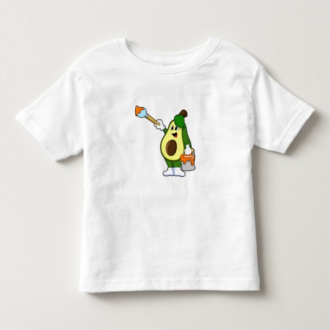 Camiseta Infantil Avocado como Pintor com Pincel de Tinta (Frente)