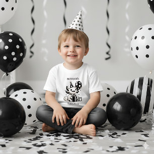 Camiseta Infantil Axolote Preto e Branco & Balões de Aniversário