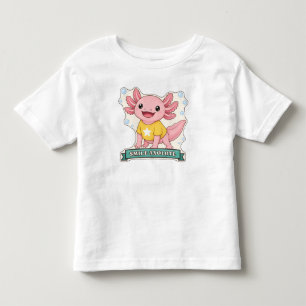 Camiseta Infantil Axolote Sorridente Pun Axolote Rosa Feliz