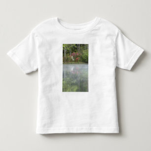 Camiseta Infantil Azáleas refletindo em um lago durante o início