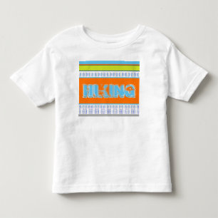 Camiseta Infantil Azul Laranja Com Verde limão