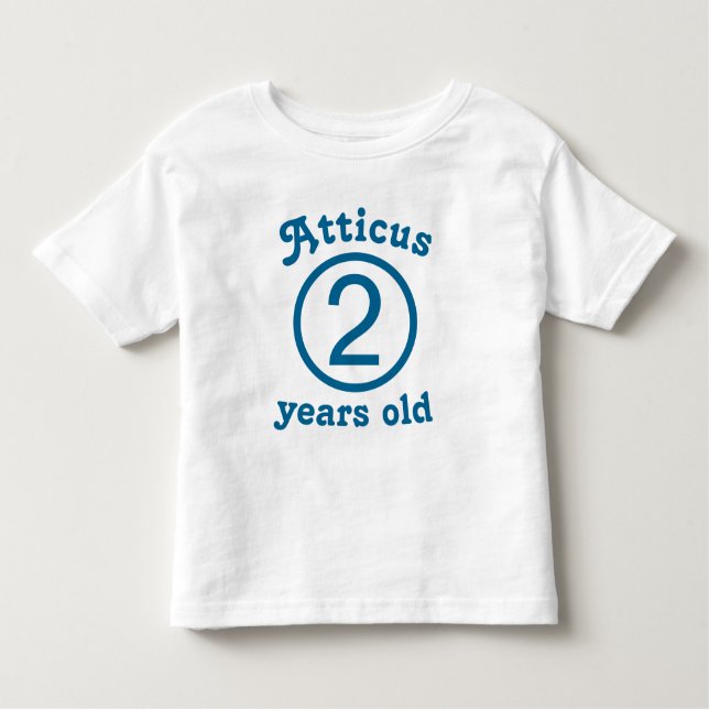 Camiseta Infantil Azul Personalizado com Dois Anos (Frente)